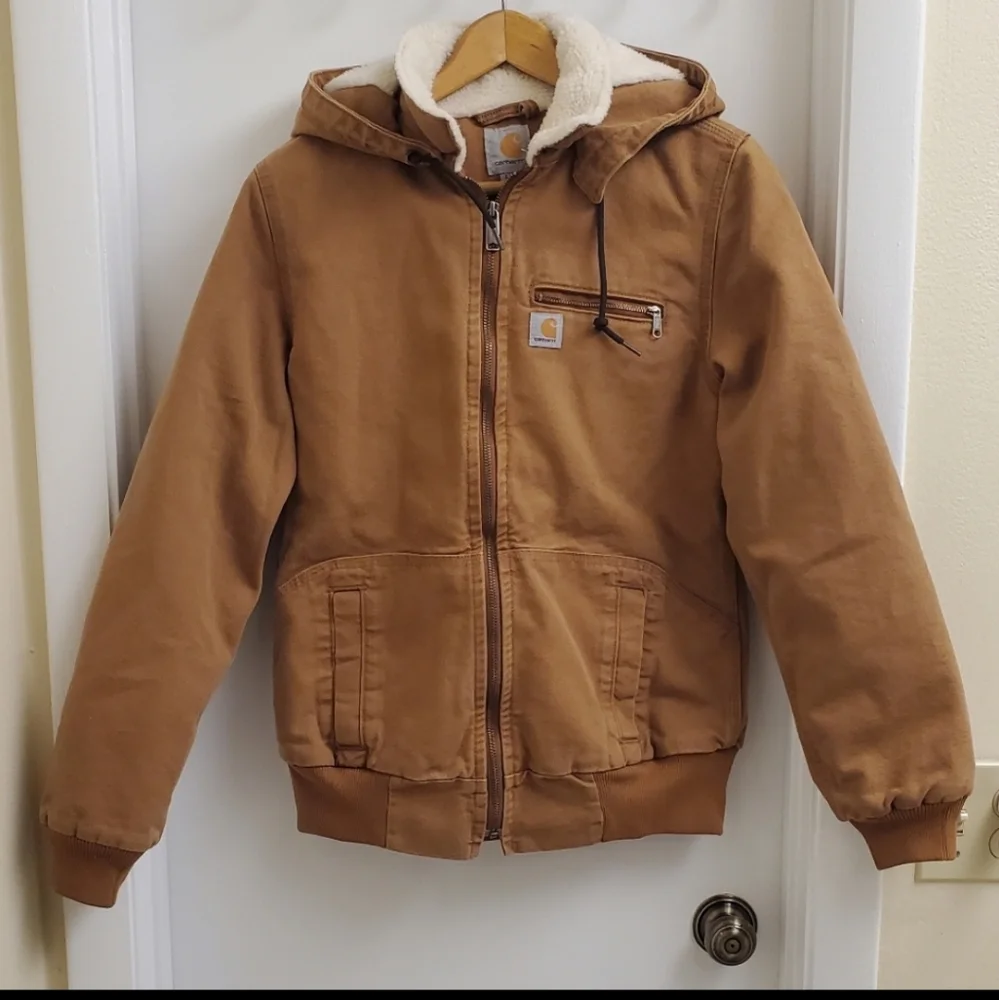 🤩Rare carhartt sherpa lined canvas jacket size women's small